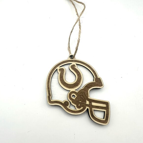 Indianapolis Colts Ornament | Laser Engraved Layered Design | Wood - Picture 2 of 3